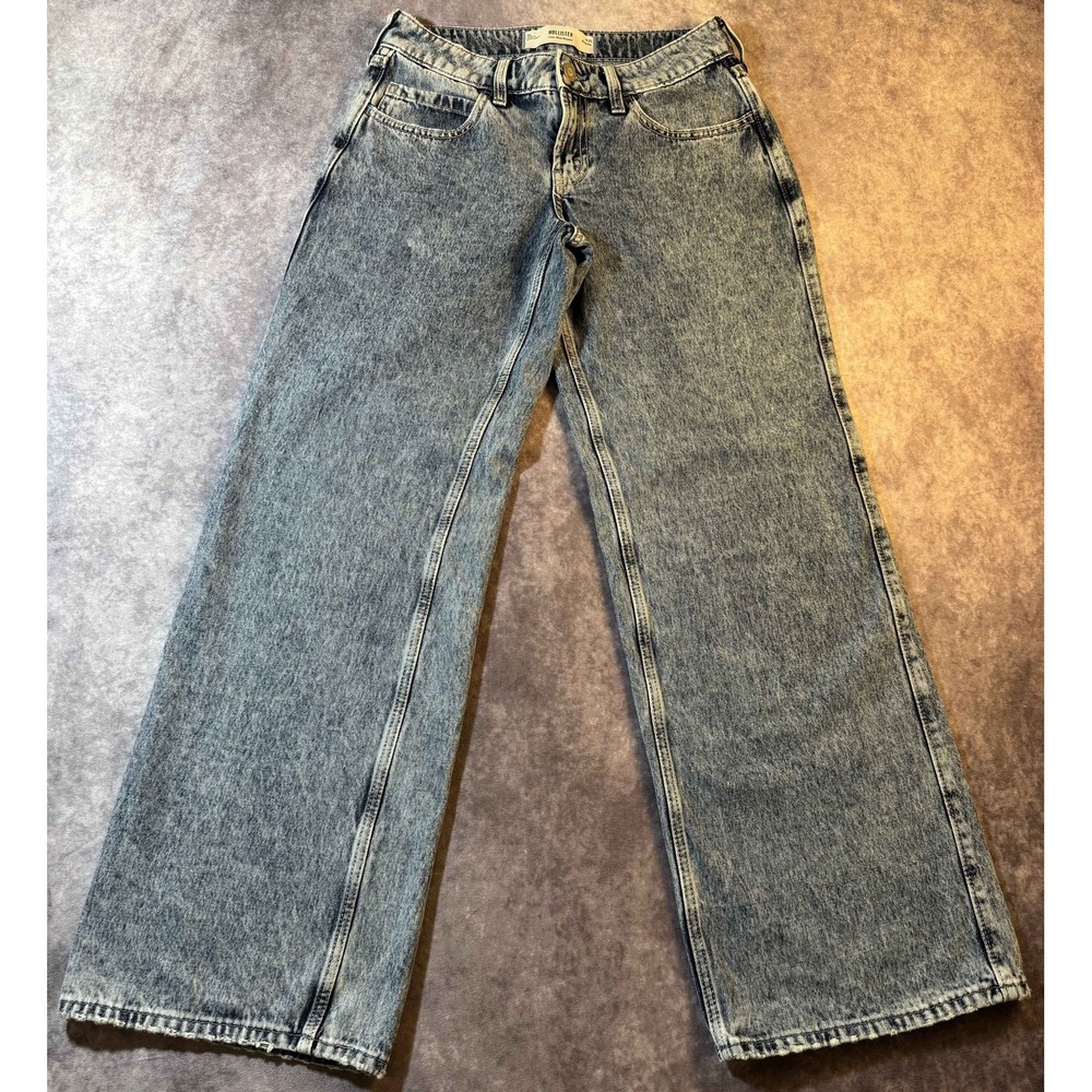 Hollister Jeans Womens 25 Low Rise Baggy Acid Wash Wide Leg